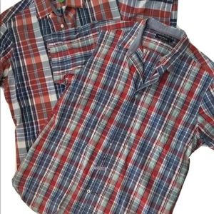 Nautica Shirts Mens Size Medium 100% Cotton Plaid Short Sleeve Lot of 1